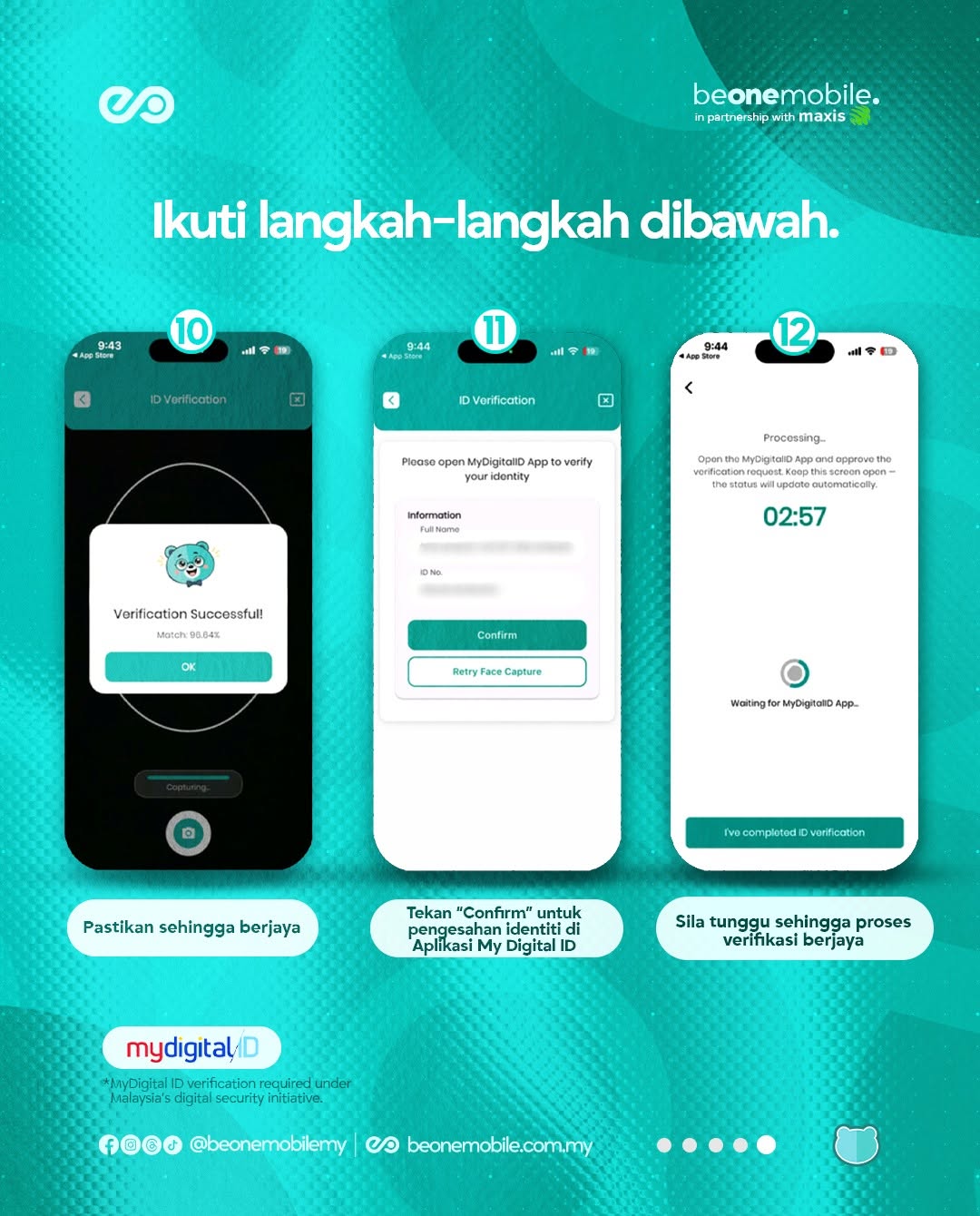 Sahkan wajah, confirm di MyDigital ID dan tunggu verifikasi