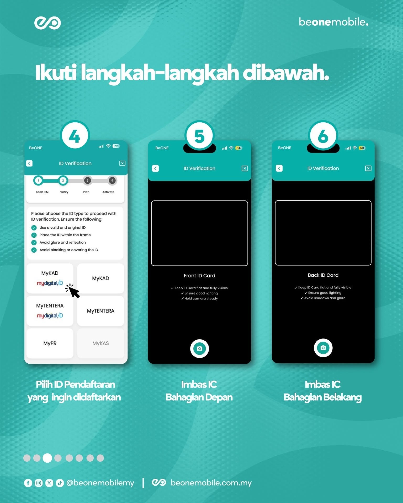 Pilih ID pendaftaran dan imbas IC depan belakang