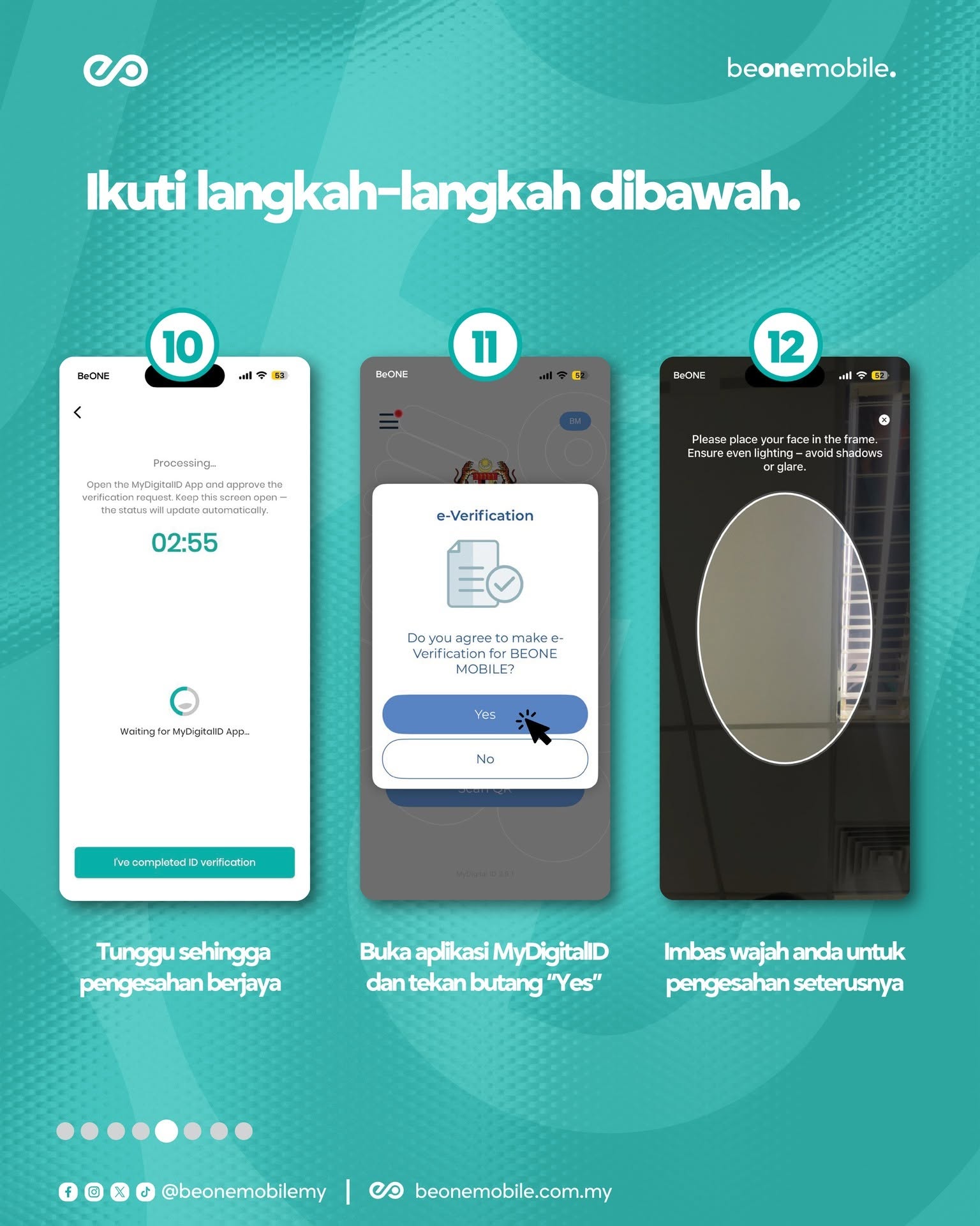Tunggu pengesahan, tekan Yes dan imbas wajah sekali lagi