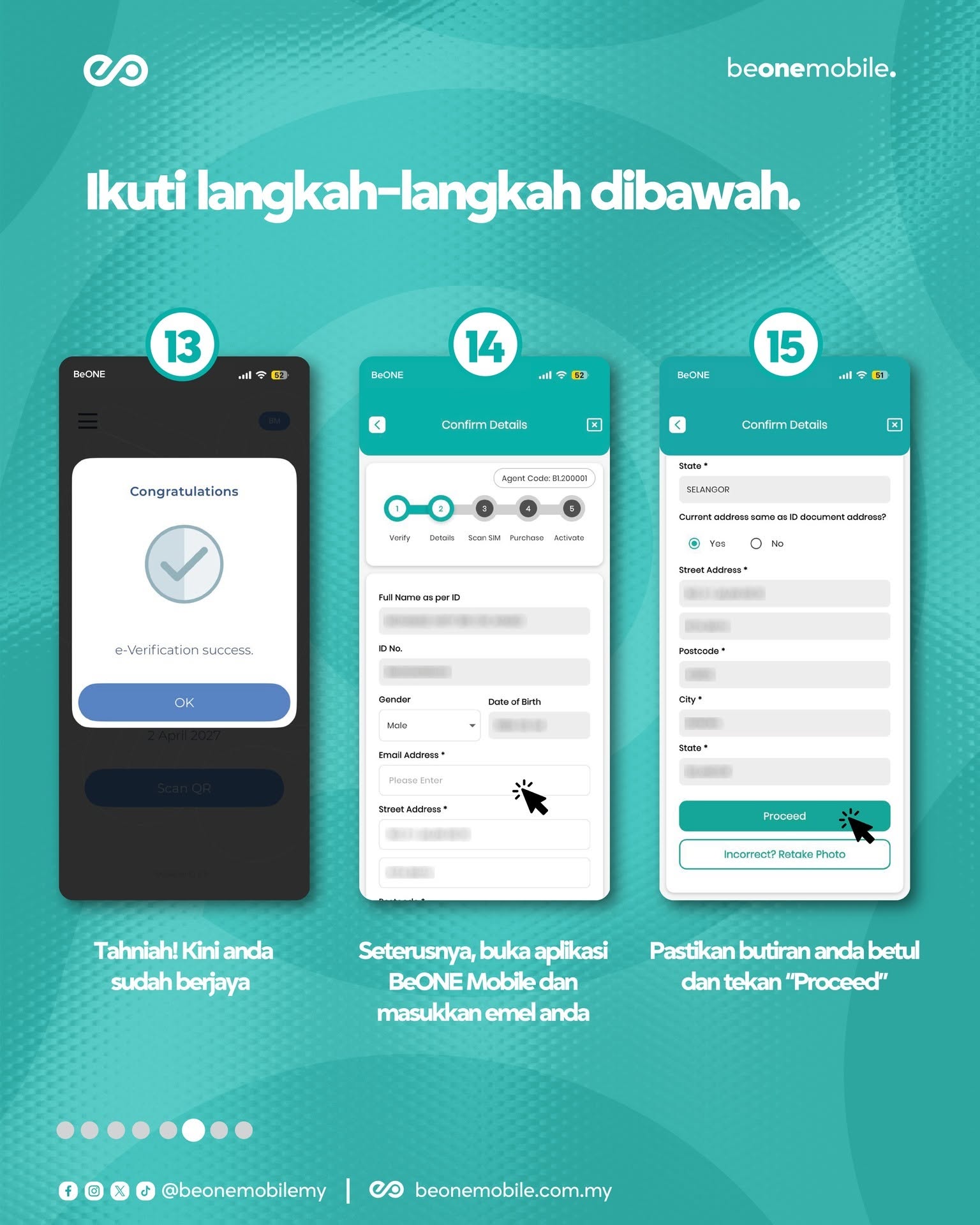 E-verification berjaya dan isi butiran peribadi